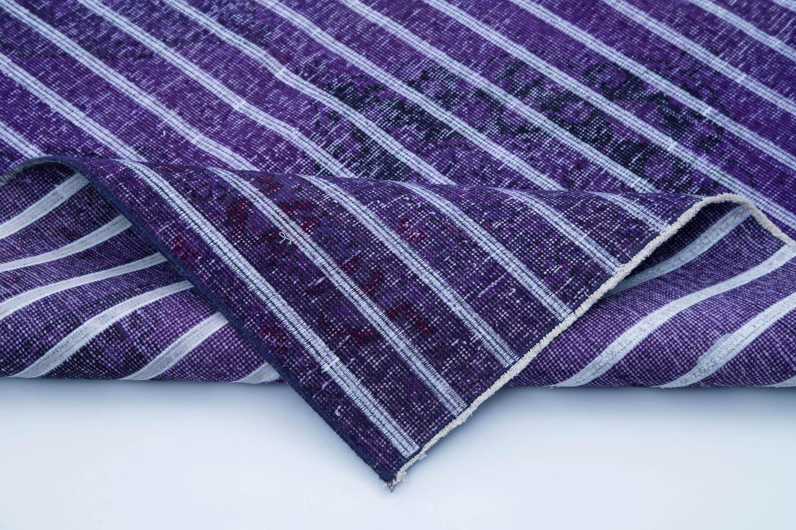 Geometric Carpet Mor Geometrik Pamuk Yün El Dokuma Halısı 146x372 Agacan