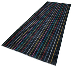 Geometric Carpet Siyah Geometrik Pamuk Yün El Dokuma Halısı 141x398 Agacan