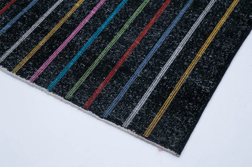 Geometric Carpet Siyah Geometrik Pamuk Yün El Dokuma Halısı 141x398 Agacan