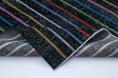 Geometric Carpet Siyah Geometrik Pamuk Yün El Dokuma Halısı 141x398 Agacan