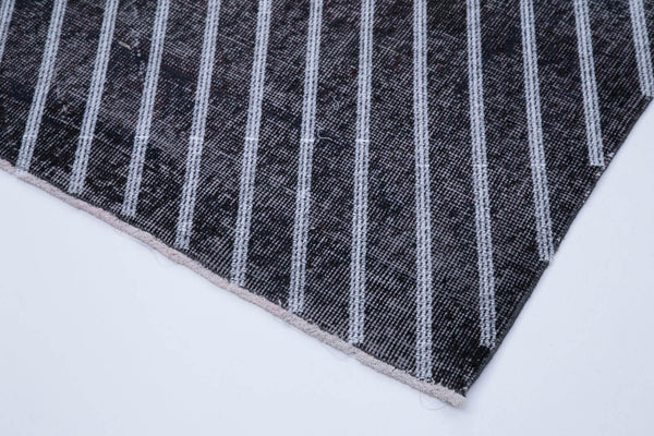 Geometric Carpet Siyah Geometrik Pamuk Yün El Dokuma Halısı 141x370 Agacan