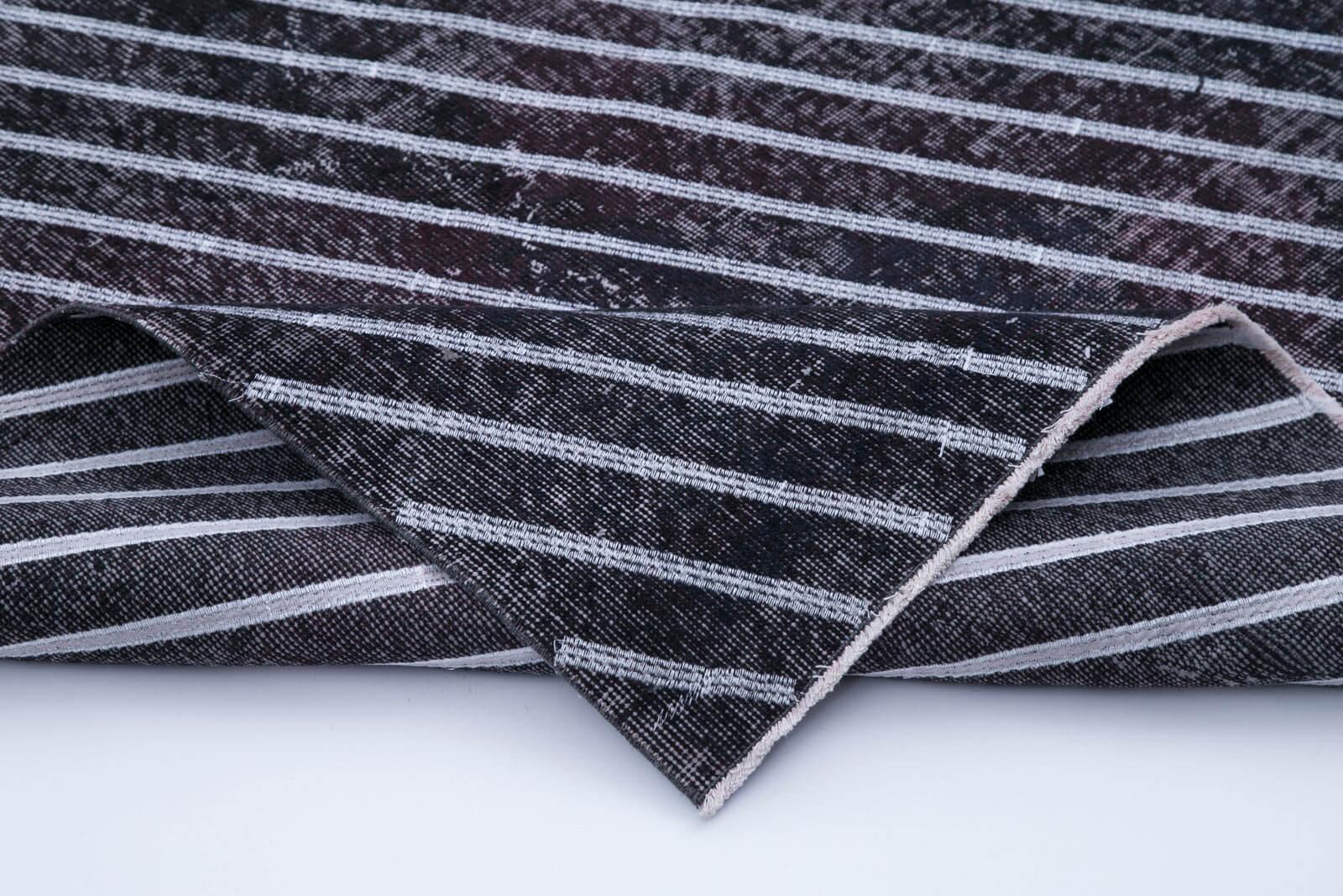 Geometric Carpet Siyah Geometrik Pamuk Yün El Dokuma Halısı 141x370 Agacan