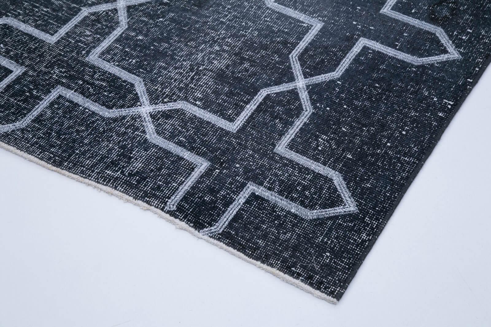 Geometric Carpet Gri Geometrik Pamuk Yün El Dokuma Halısı 137x398 Agacan