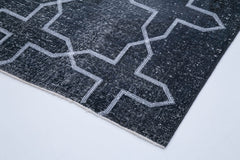 Geometric Carpet Gri Geometrik Pamuk Yün El Dokuma Halısı 137x398 Agacan