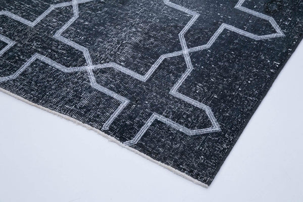 Geometric Carpet Gri Geometrik Pamuk Yün El Dokuma Halısı 137x398 Agacan