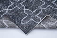 Geometric Carpet Gri Geometrik Pamuk Yün El Dokuma Halısı 137x398 Agacan