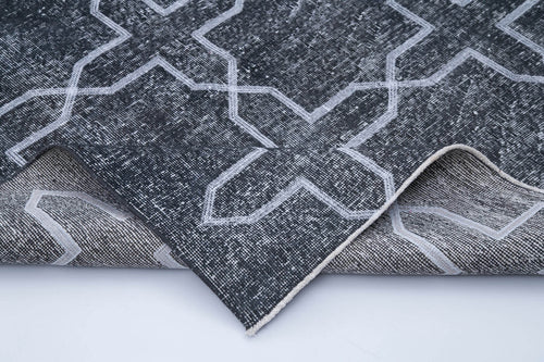 Geometric Carpet Gri Geometrik Pamuk Yün El Dokuma Halısı 137x398 Agacan