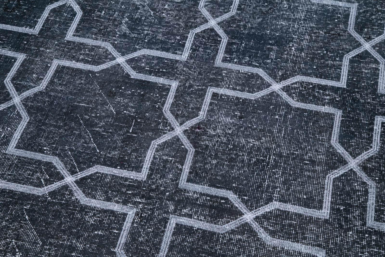 Geometric Carpet Gri Geometrik Pamuk Yün El Dokuma Halısı 137x398 Agacan