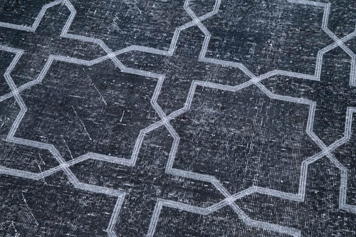 Geometric Carpet Gri Geometrik Pamuk Yün El Dokuma Halısı 137x398 Agacan