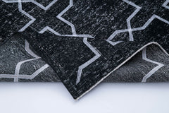 Geometric Carpet Siyah Geometrik Pamuk Yün El Dokuma Halısı 134x390 Agacan