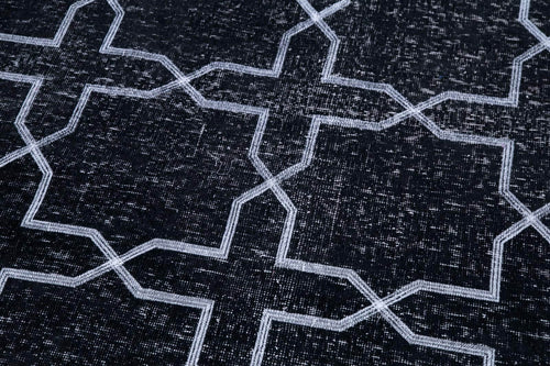 Geometric Carpet Siyah Geometrik Pamuk Yün El Dokuma Halısı 134x390 Agacan