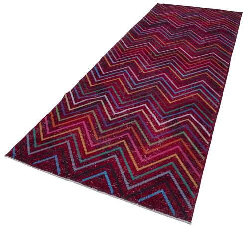 Geometric Carpet Kırmızı Geometrik Pamuk Yün El Dokuma Halısı 140x377 Agacan