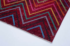 Geometric Carpet Kırmızı Geometrik Pamuk Yün El Dokuma Halısı 140x377 Agacan