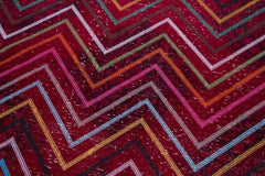 Geometric Carpet Kırmızı Geometrik Pamuk Yün El Dokuma Halısı 140x377 Agacan