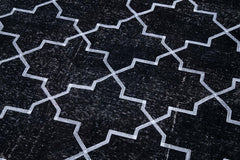 Geometric Carpet Siyah Geometrik Pamuk Yün El Dokuma Halısı 145x400 Agacan