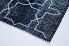 Geometric Carpet Siyah Geometrik Pamuk Yün El Dokuma Halısı 140x384 Agacan