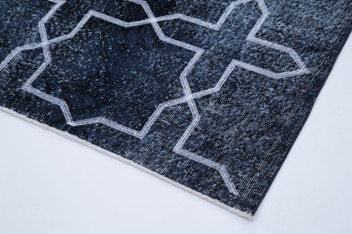 Geometric Carpet Siyah Geometrik Pamuk Yün El Dokuma Halısı 140x384 Agacan