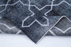 Geometric Carpet Siyah Geometrik Pamuk Yün El Dokuma Halısı 140x384 Agacan