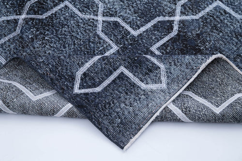 Geometric Carpet Siyah Geometrik Pamuk Yün El Dokuma Halısı 140x384 Agacan