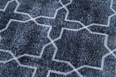 Geometric Carpet Siyah Geometrik Pamuk Yün El Dokuma Halısı 140x384 Agacan