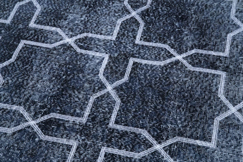 Geometric Carpet Siyah Geometrik Pamuk Yün El Dokuma Halısı 140x384 Agacan