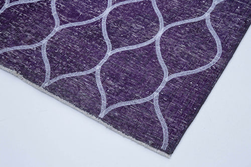 Geometric Carpet Mor Geometrik Pamuk Yün El Dokuma Halısı 145x379 Agacan