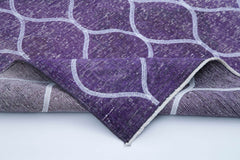 Geometric Carpet Mor Geometrik Pamuk Yün El Dokuma Halısı 145x379 Agacan