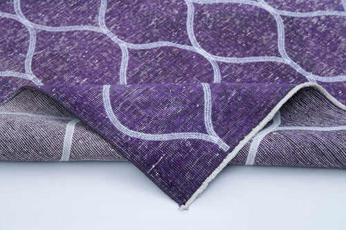 Geometric Carpet Mor Geometrik Pamuk Yün El Dokuma Halısı 145x379 Agacan