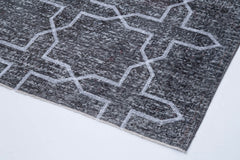 Geometric Carpet Gri Geometrik Pamuk Yün El Dokuma Halısı 147x387 Agacan