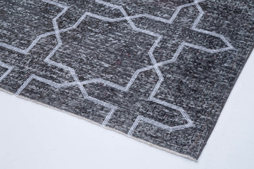 Geometric Carpet Gri Geometrik Pamuk Yün El Dokuma Halısı 147x387 Agacan