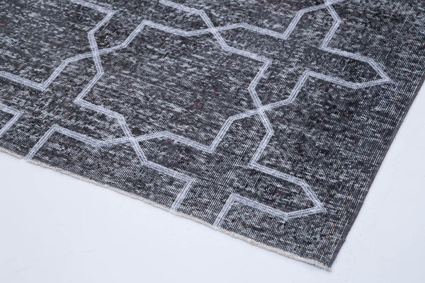 Geometric Carpet Gri Geometrik Pamuk Yün El Dokuma Halısı 147x387 Agacan