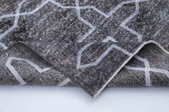 Geometric Carpet Gri Geometrik Pamuk Yün El Dokuma Halısı 147x387 Agacan