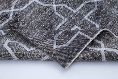 Geometric Carpet Gri Geometrik Pamuk Yün El Dokuma Halısı 147x387 Agacan