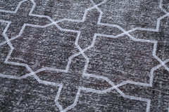 Geometric Carpet Gri Geometrik Pamuk Yün El Dokuma Halısı 147x387 Agacan