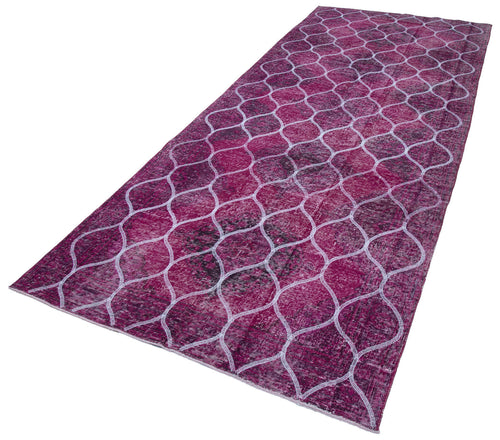 Geometric Carpet Pembe Geometrik Pamuk Yün El Dokuma Halısı 148x376 Agacan