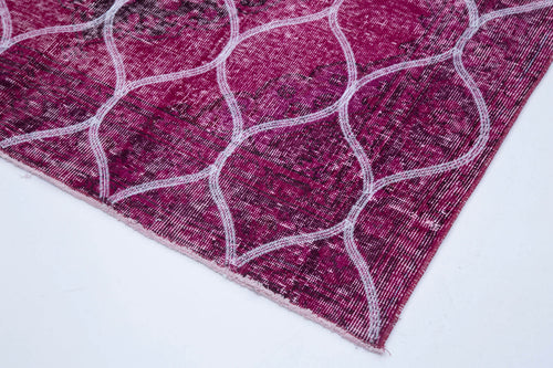 Geometric Carpet Pembe Geometrik Pamuk Yün El Dokuma Halısı 148x376 Agacan