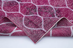 Geometric Carpet Pembe Geometrik Pamuk Yün El Dokuma Halısı 148x376 Agacan