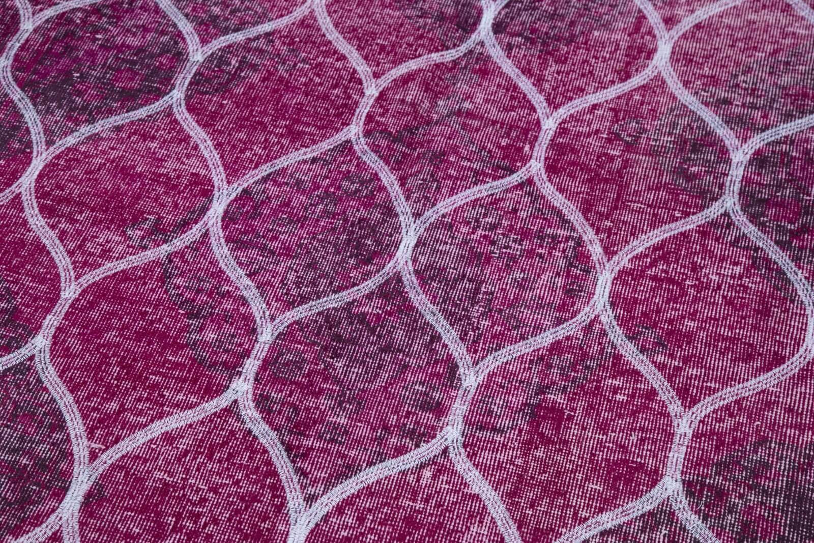 Geometric Carpet Pembe Geometrik Pamuk Yün El Dokuma Halısı 148x376 Agacan