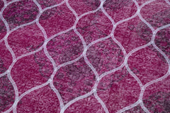 Geometric Carpet Pembe Geometrik Pamuk Yün El Dokuma Halısı 148x376 Agacan