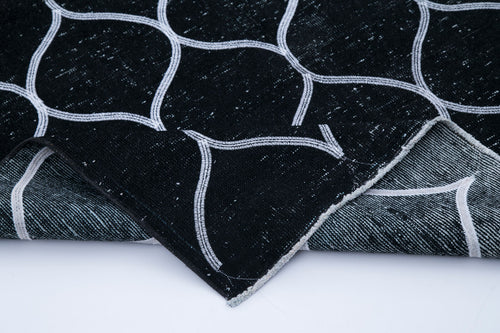 Geometric Carpet Siyah Geometrik Pamuk Yün El Dokuma Halısı 141x386 Agacan