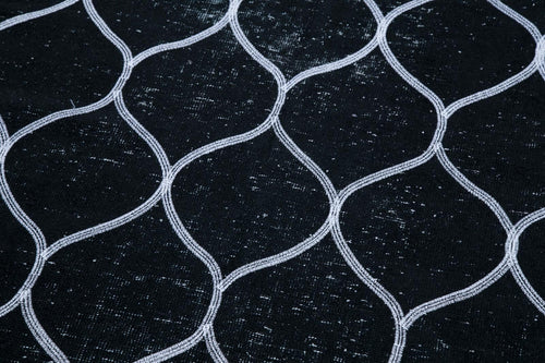 Geometric Carpet Siyah Geometrik Pamuk Yün El Dokuma Halısı 141x386 Agacan