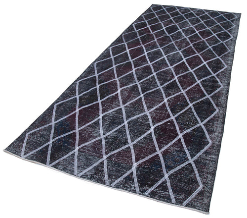 Geometric Carpet Gri Geometrik Pamuk Yün El Dokuma Halısı 148x358 Agacan