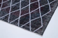 Geometric Carpet Gri Geometrik Pamuk Yün El Dokuma Halısı 148x358 Agacan