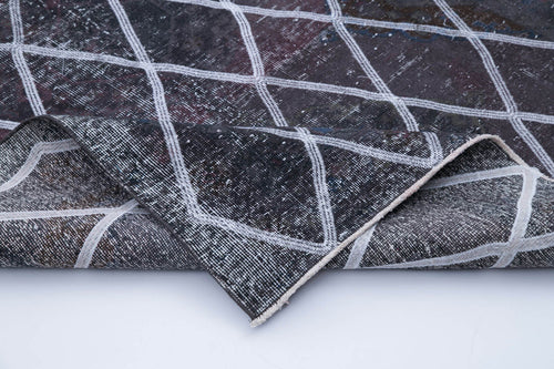 Geometric Carpet Gri Geometrik Pamuk Yün El Dokuma Halısı 148x358 Agacan