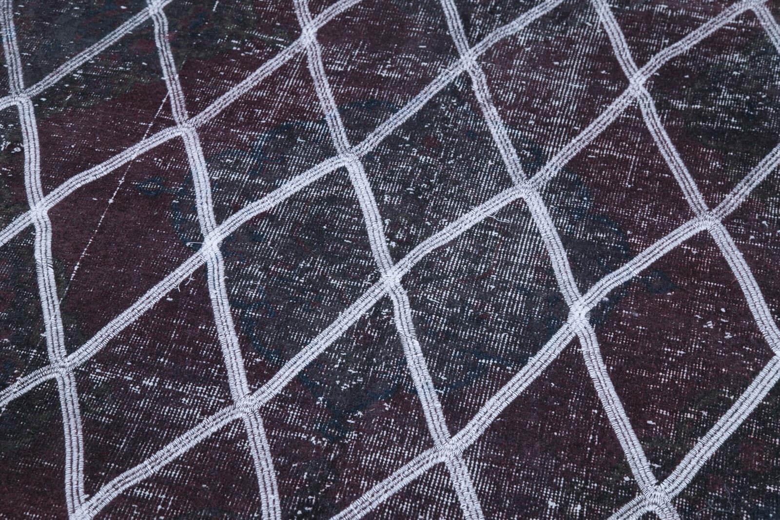 Geometric Carpet Gri Geometrik Pamuk Yün El Dokuma Halısı 148x358 Agacan