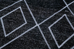 Geometric Carpet Siyah Geometrik Pamuk Yün El Dokuma Halısı 129x361 Agacan