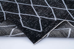 Geometric Carpet Siyah Geometrik Pamuk Yün El Dokuma Halısı 145x350 Agacan