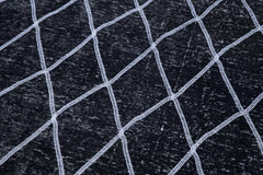Geometric Carpet Siyah Geometrik Pamuk Yün El Dokuma Halısı 145x350 Agacan