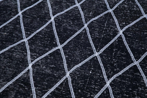 Geometric Carpet Siyah Geometrik Pamuk Yün El Dokuma Halısı 145x350 Agacan