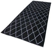 Geometric Carpet Siyah Geometrik Pamuk Yün El Dokuma Halısı 148x382 Agacan